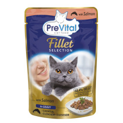 Kapsička pro kočky PreVital Fillet Selection kočka losos, kapsa 85 g