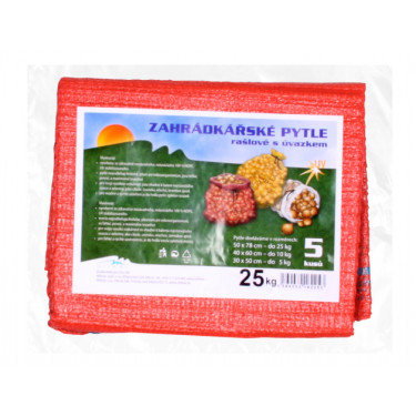 Pytel rašlový s úvazkem nosnost 25kg červený 50x72cm 5ks