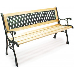 Zahradní lavička Alfa - kovová se dřevem, 122 x 54 x 73 cm