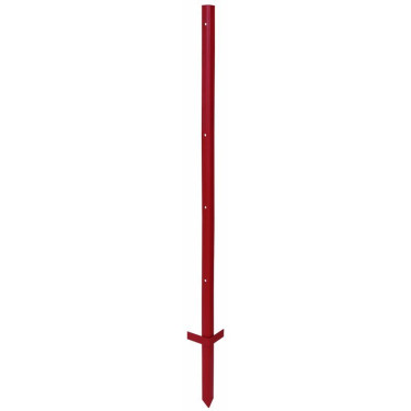 Kovový sloupek pro elektrický ohradník 115 cm x 3 mm, 5 otvorů - dvojitý nášlap, červený