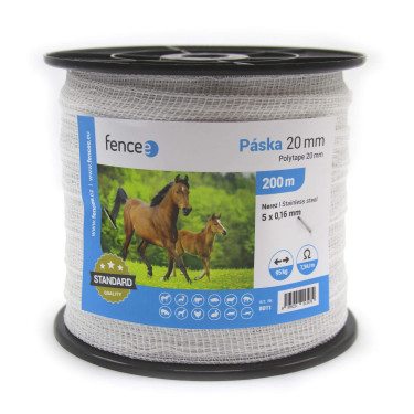 Páska pro elektrický ohradník, průměr 20 mm, 200 m, bílá