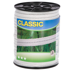 Ohradníková páska Classic 200 m, 20 mm, bílá, 4×0,2 + 2×0,3 Niro