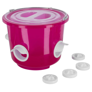 Krmný kbelík pro drůbež Kerbl, 12 l, 4 krmné otvory s víčky