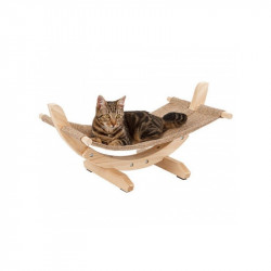Lehátko houpací SIESTA II, lněná houpačka pro kočky 61x37x29 cm  