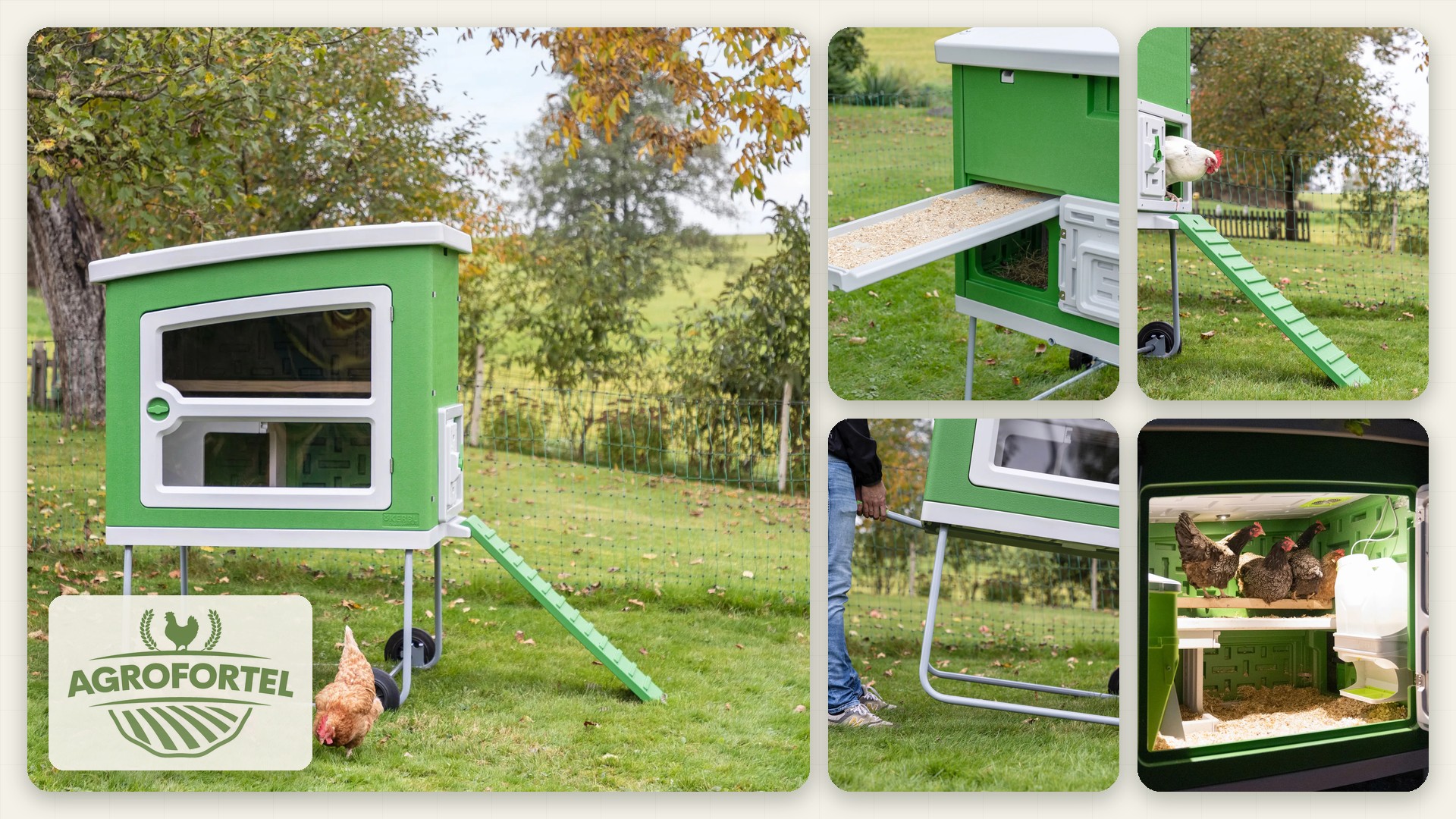 SmartCoop coteț mobil pentru găini, 119 x 96 x 162 cm, plastic banner
