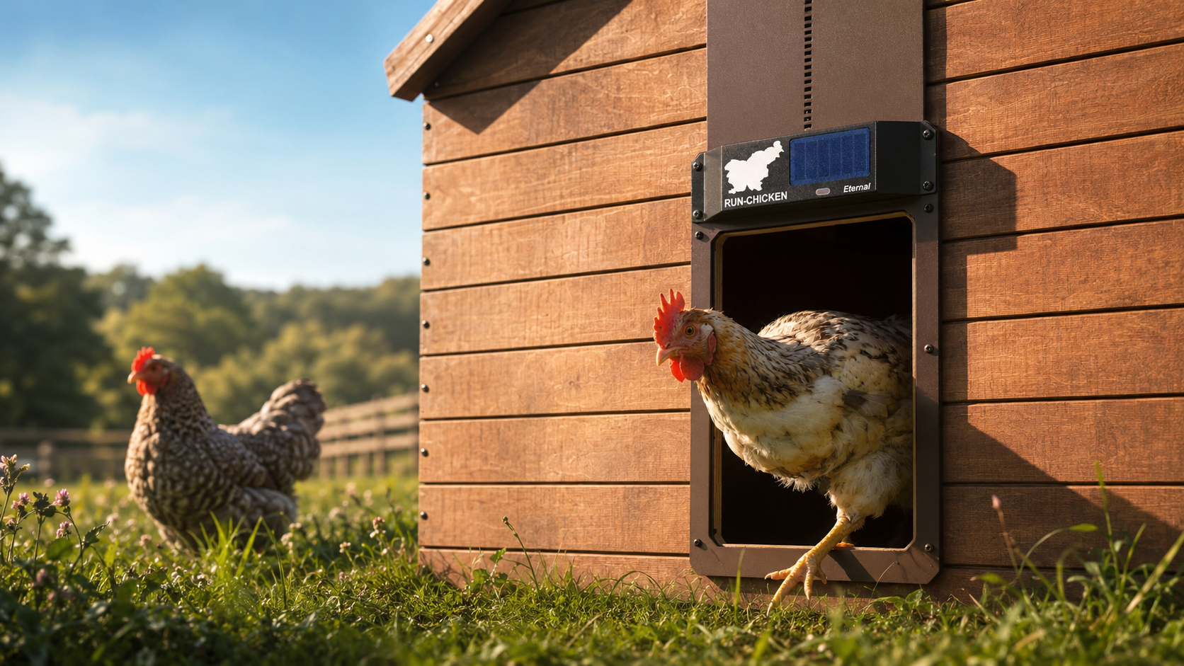 Automatska solarna vrata za kokošinjac RUN-CHICKEN Eternal banner